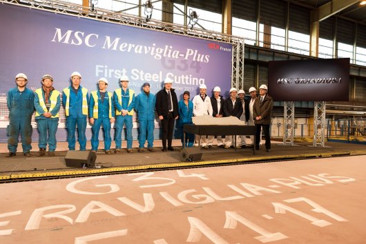 The steel-cutting ceremony for the first MSC Meraviglia-Plus ship, MSC Grandiosa, held on November 15, 2017.