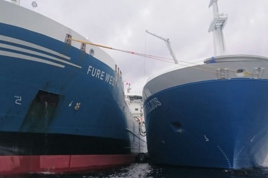 The Skangas-chartered Coralius supplies LNG to the tanker Fure West.