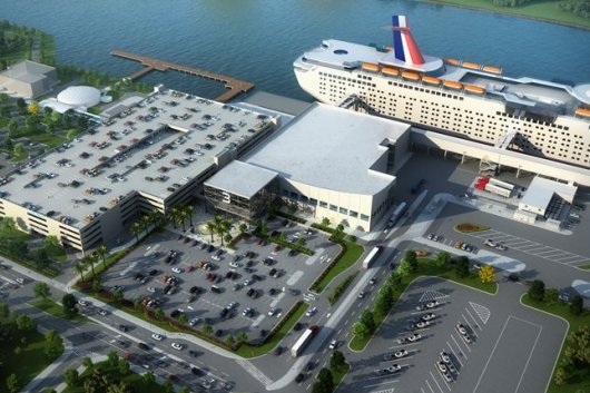 A rendering of Port Canaveral's new Cruise Terminal 3 (CT-3), slated for completion in June 2020, which will be the homeport for Carnival Cruise Line's 180,000-tonne LNG-fuelled ship.