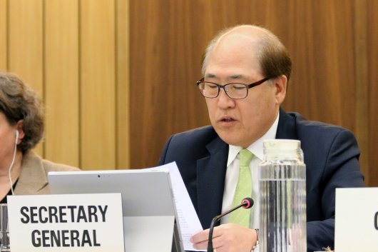 IMO Secretary-General Kitack Lim, pictured at the 72nd Marine Environment Protection Committee meeting on April 9, 2018.