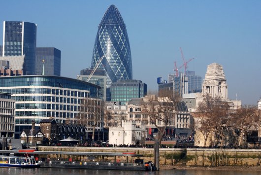 London: River Thames with 'The Gherkin' in the background.