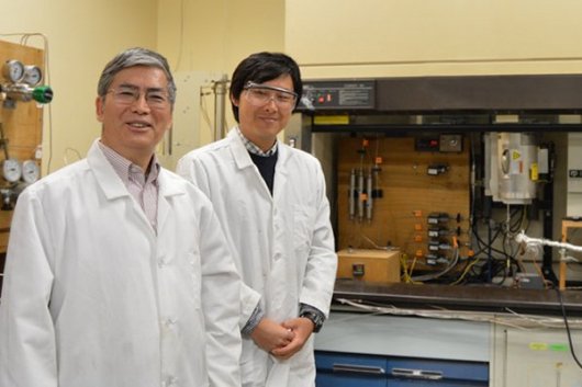 Chunshan Song (left) and Xiao Jiang (right) are two Penn State researchers investigating ways to use carbon dioxide as a raw material to create fuels.