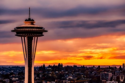 The Puget Sound region covers the ports of Seattle, Tacoma, Port Angeles, Anacortes, Bellingham, Everett and Olympia. Pictured is Seattle's Space Needle.