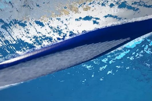 Animation still of the Silverstream System on the flat bottom of a vessel. The system is designed as a fully integrated solution and comprises purpose-built steel cavities and high-performance compressors controlled by an on-board control and monitoring system.