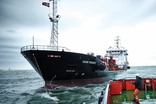 Monjasa's vessel, the MT Skaw Provider, operating in Skagen, Denmark.