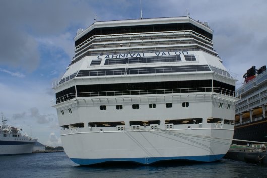 The Carnival Valor docked at Nassau, Bahamas.