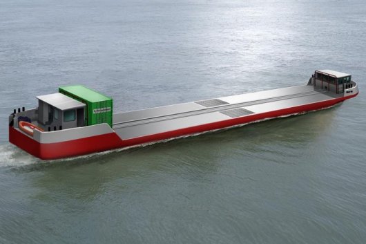 Illustration of the Flagships project vessel, set to be the world's first commercial cargo transport vessel to operate on hydrogen.