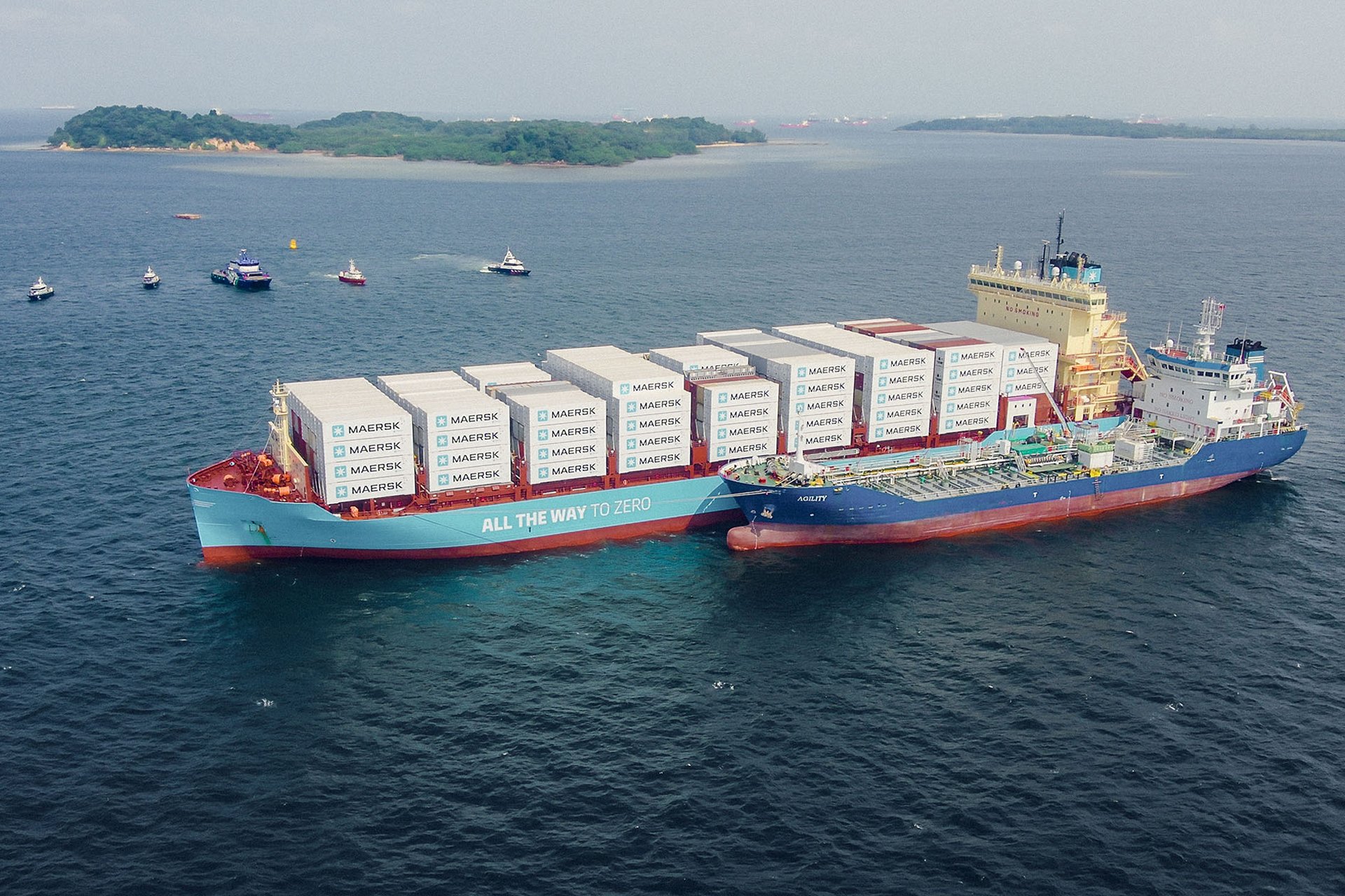 The world's first methanol-fuelled container ship, Laura Maersk.