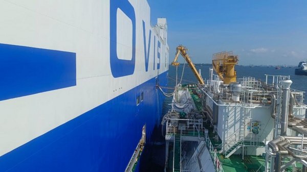 Bunkering of the Glovis Selene car carrier.