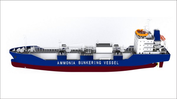 Illustratic image of Itochu's newbuild ammonia bunkering vessel, scheduled for delivery in September 2027.