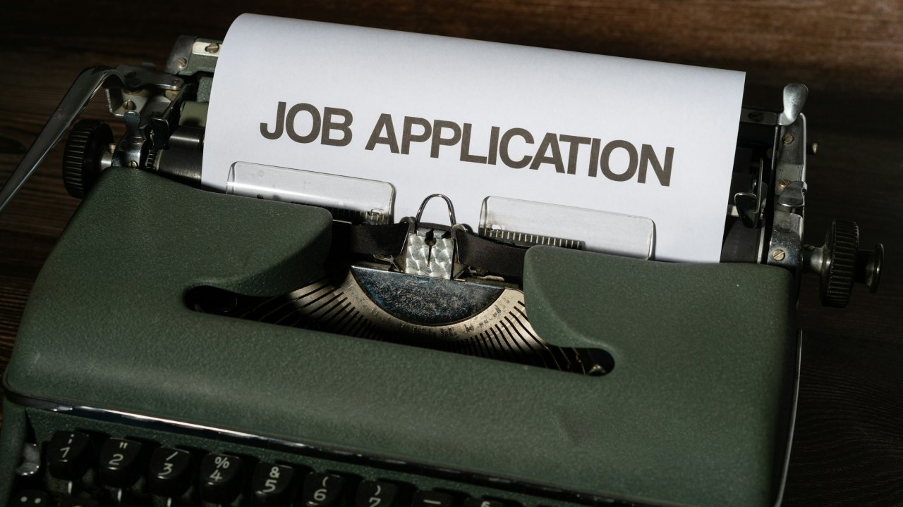 Typewriter job application.