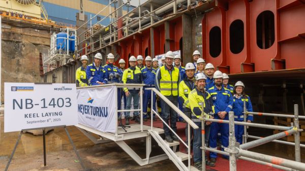Keel laying of Royal Caribbean’s fourth Icon-class cruise ship at Meyer Turku.