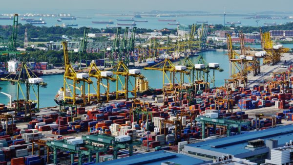 Singapore Port viewed from The Pinnacle@Duxton.