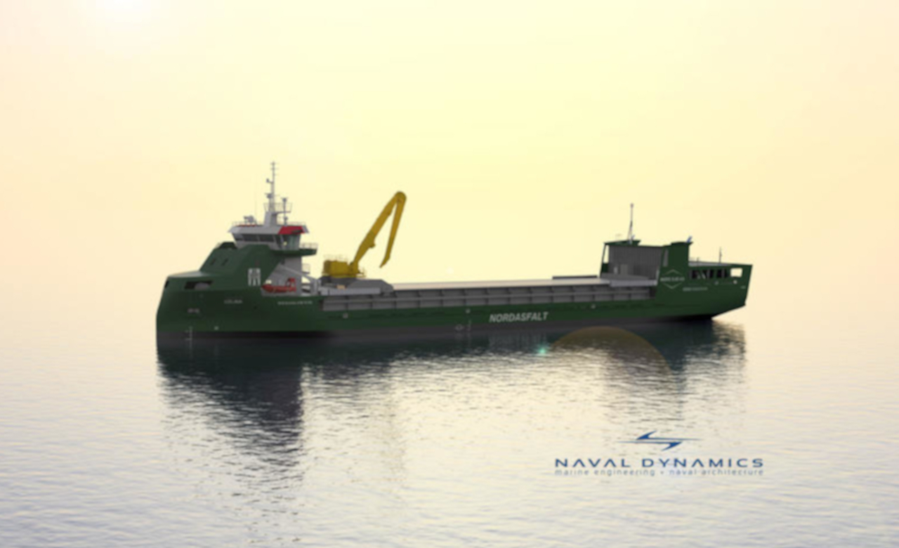 Hydrogen-powered cargo vessel illustration.