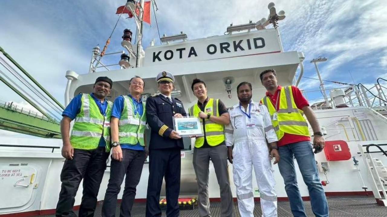 Kota Orkid vessel during its maiden call at Singapore.
