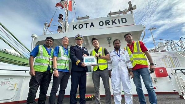 Kota Orkid vessel during its maiden call at Singapore.