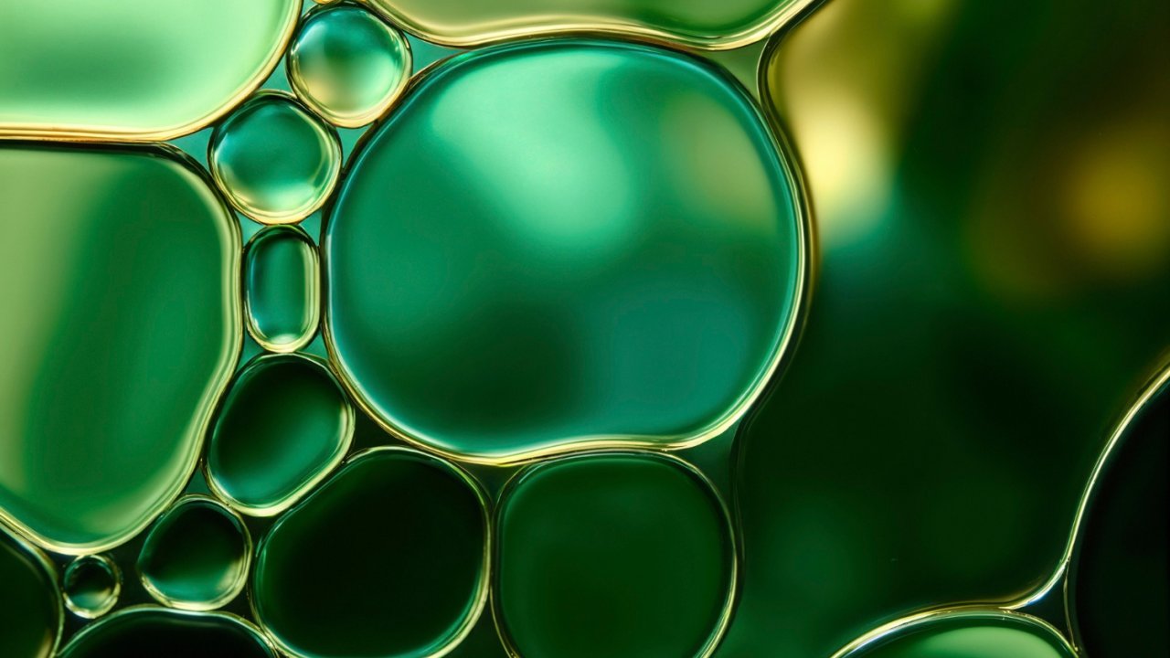 Green oil bubbles.