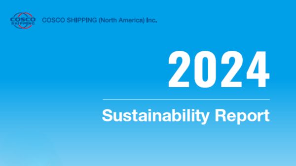 COSCO Shipping North America sustainability report 2024 cover.