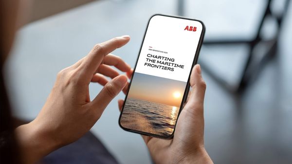 ABB Generations 2025 publication on smartphone.