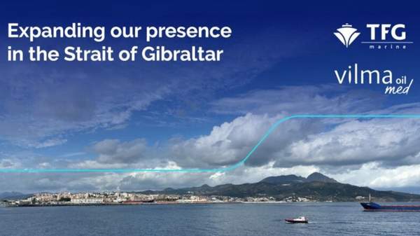 Graphic of TFG Marine bunkering operations expansion in the Strait of Gibraltar.