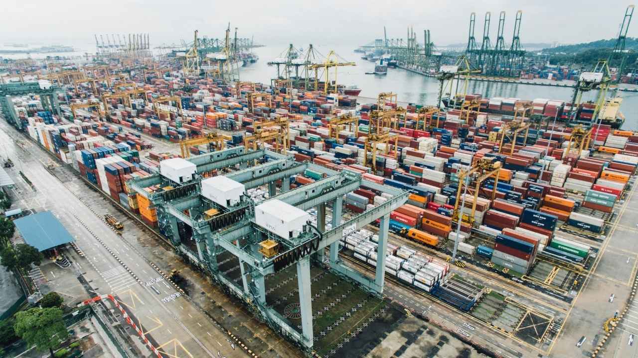 Cargo port in Singapore.