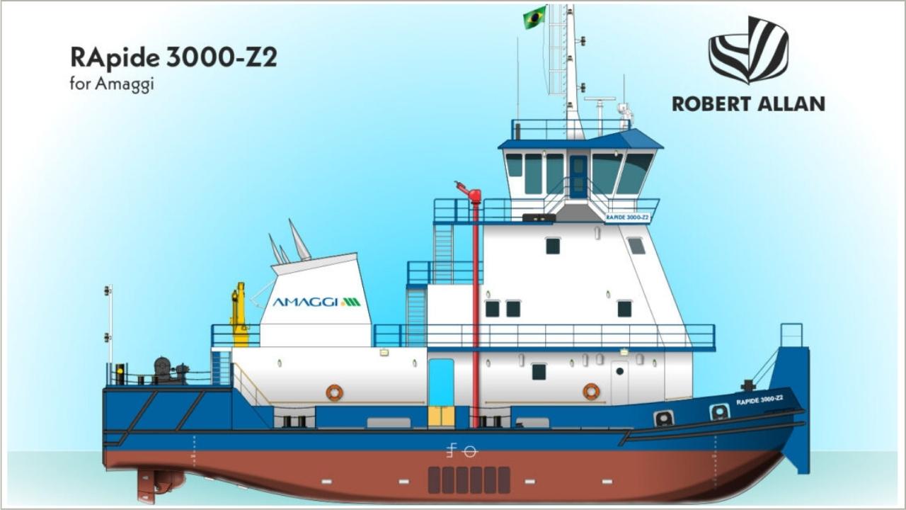 Rapide 3000-Z2 pushboat design render.