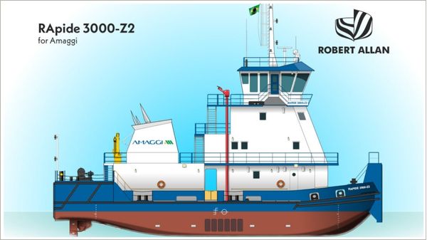 Rapide 3000-Z2 pushboat design render.