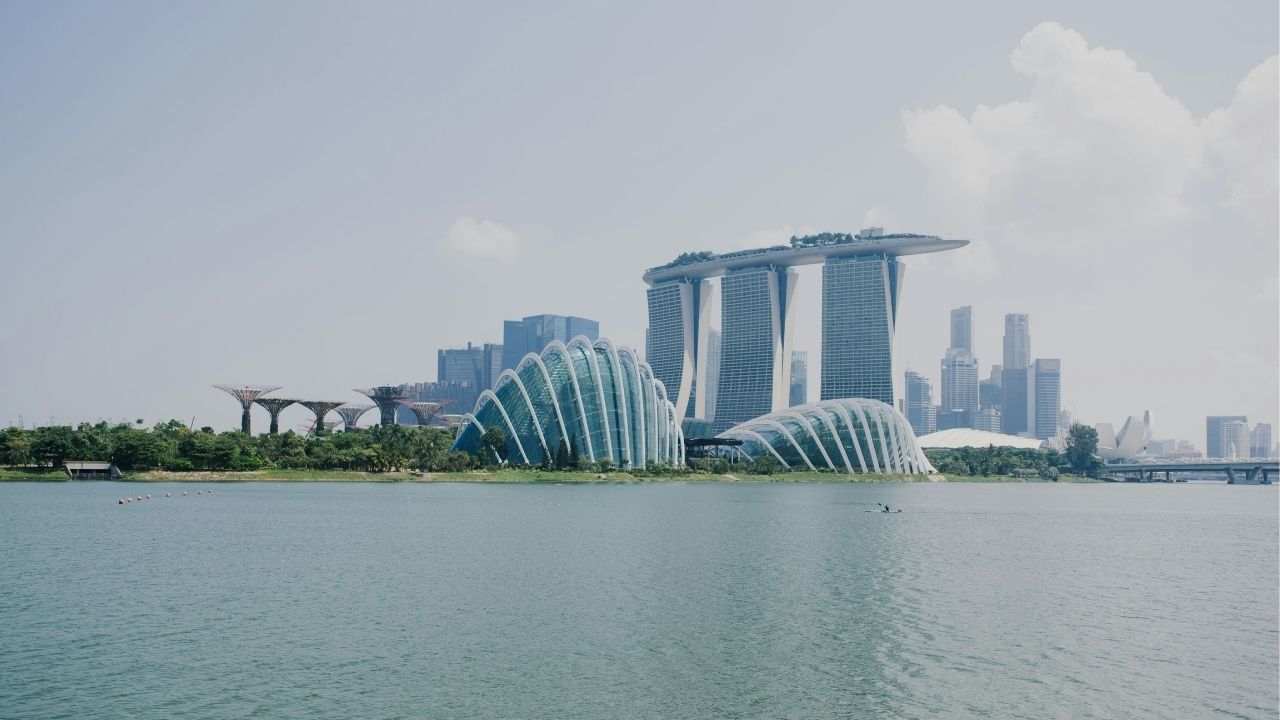 Singapore waterfront skyline.
