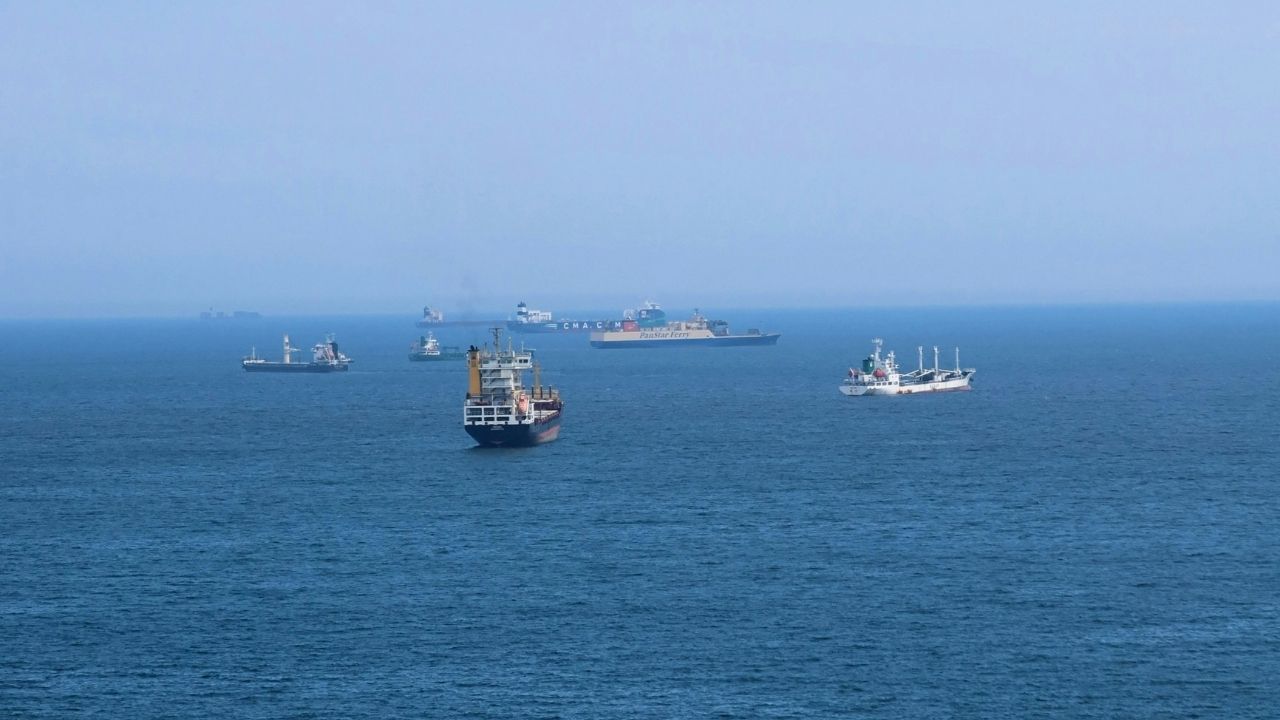Vessels at sea.