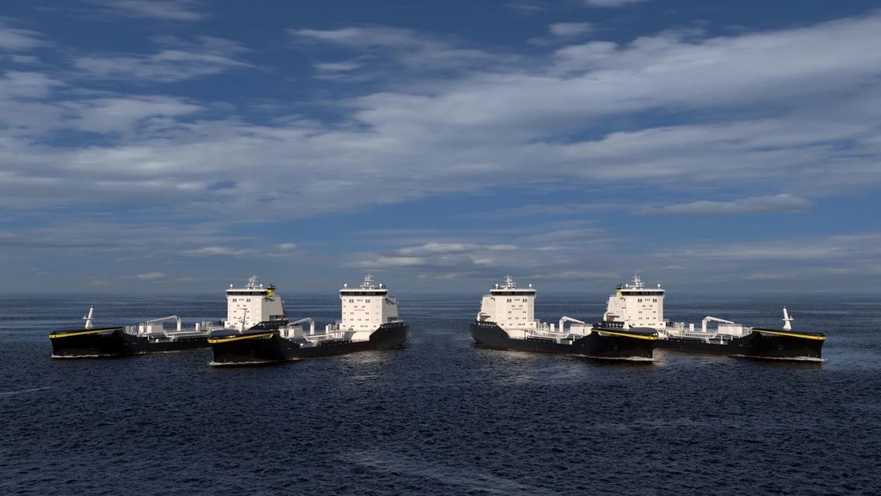 Vessels at sea render.