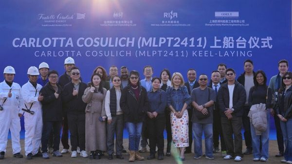 Keel-laying ceremony of Carlotta Cosulich.