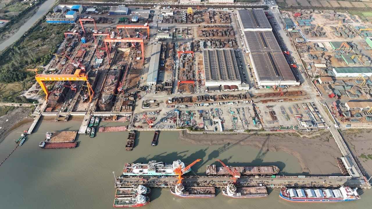 Aerial view of CIMC SOE shipyard facility.