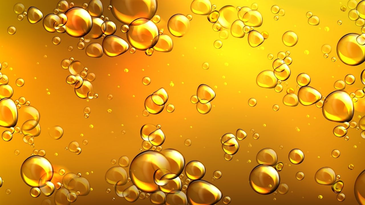 Yellow oil with air bubbles illustration.