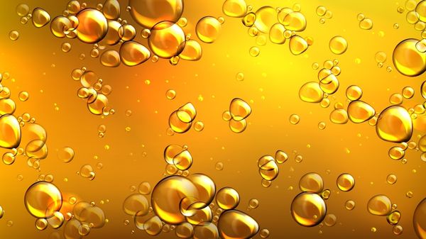 Yellow oil with air bubbles illustration.