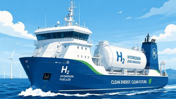 Illustration of a hydrogen-fuelled vessel.