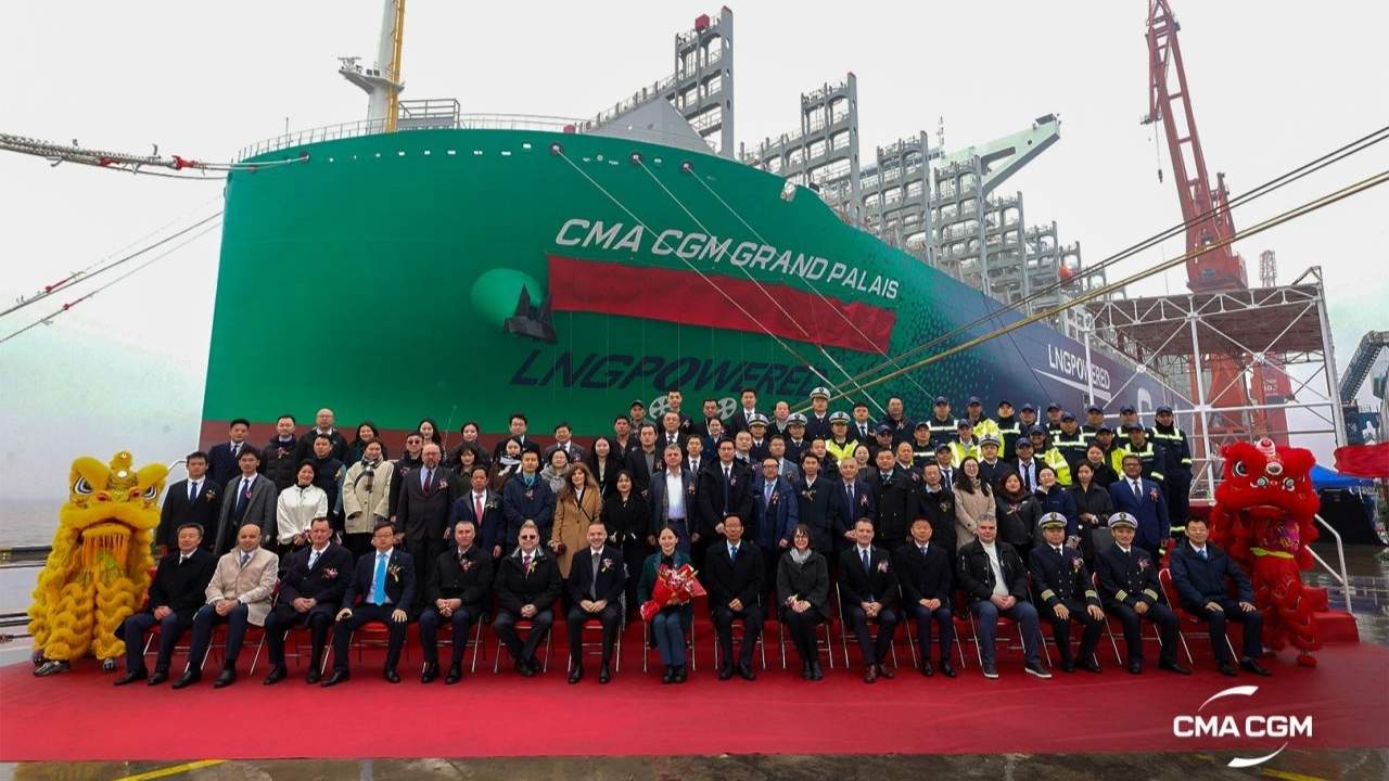 Welcoming of CMA CGM Grand Palais vessel.