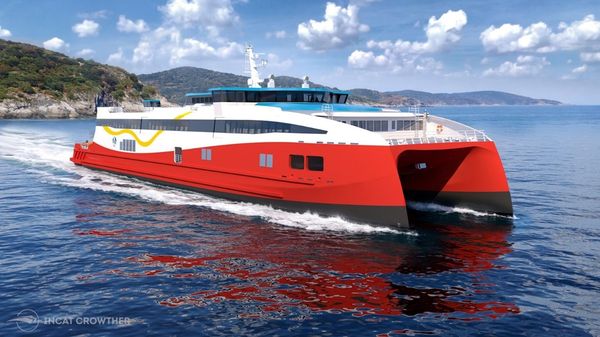 80-metre high-speed ro-pax ferry render.
