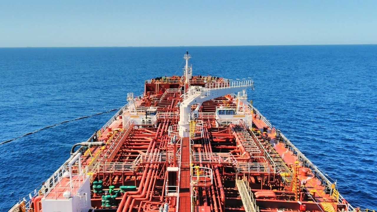 Deck view of Hafnia Larvik at sea.