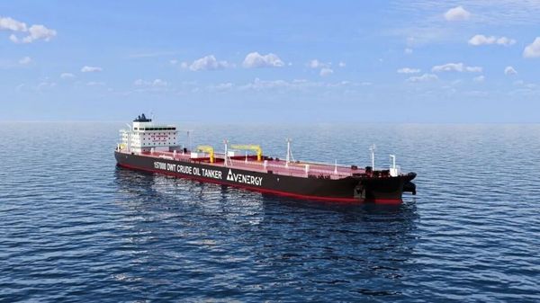 Suezmax crude oil tanker render.