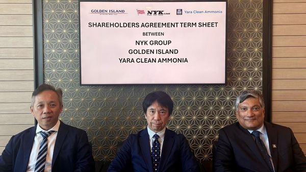 Partnership signing between NYK Line, Golden Island and Yara Clean Ammonia.