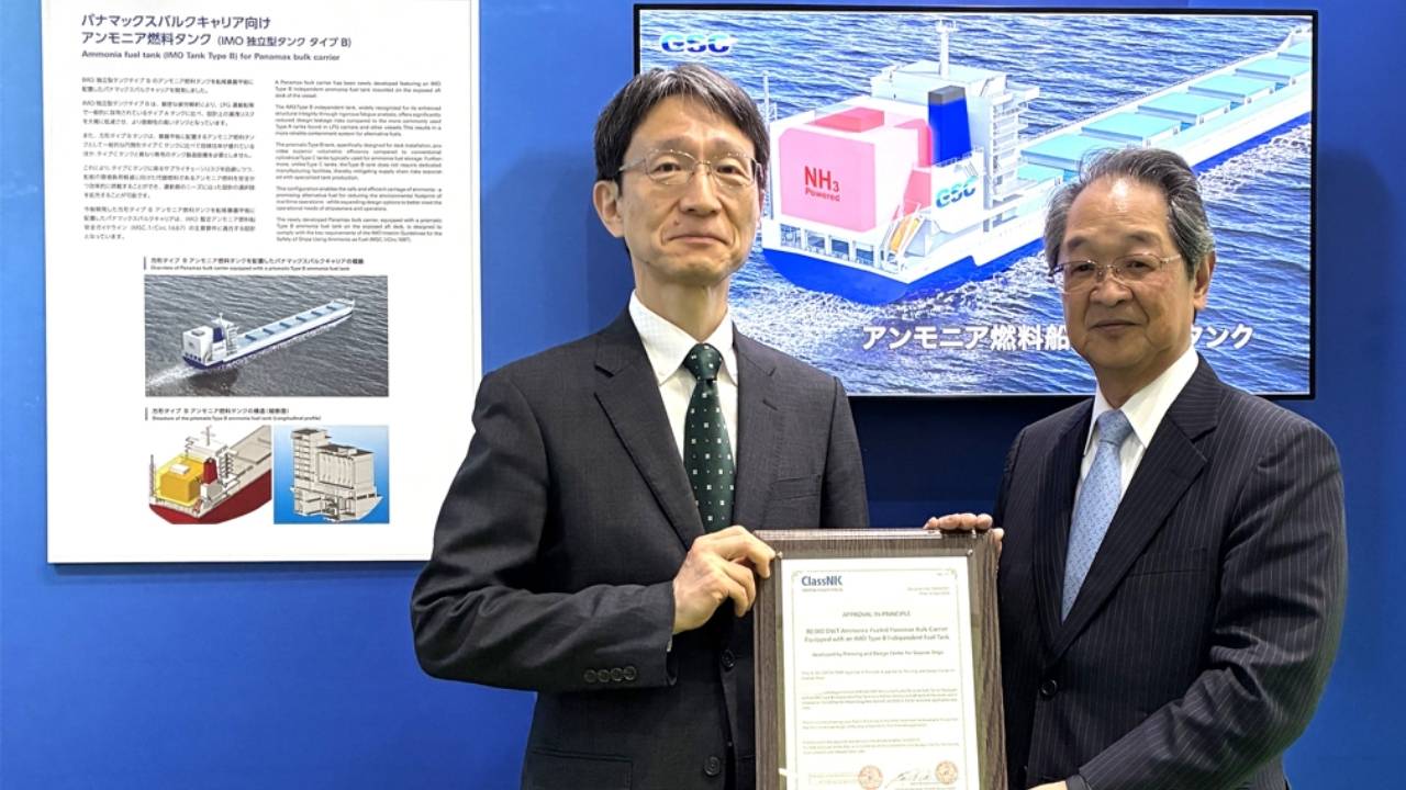 AiP handover ceremony for ammonia-fuelled Panamax bulk carrier.