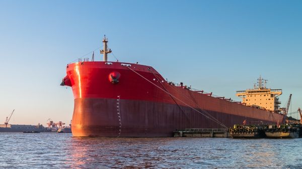 Container ship at harbour.