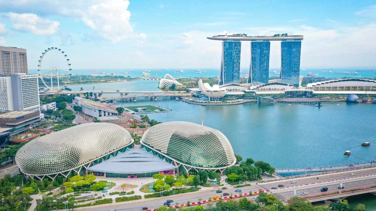 Singapore Marina Bay skyline.