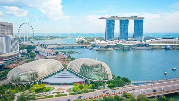 Singapore Marina Bay skyline.