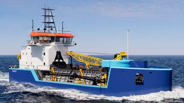 Dredger vessel render.