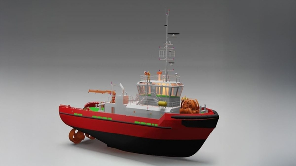 Rendering of a tug vessel.