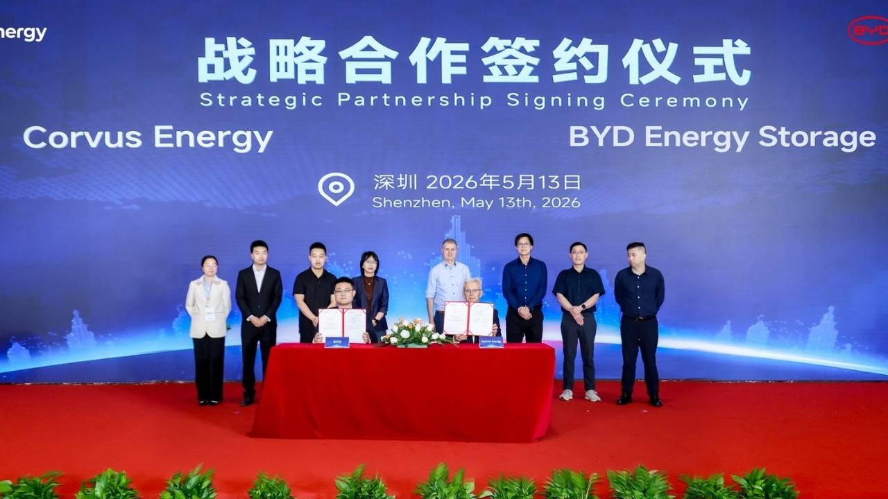 Corvus Energy and BYD Energy Storage strategic agreement signing.