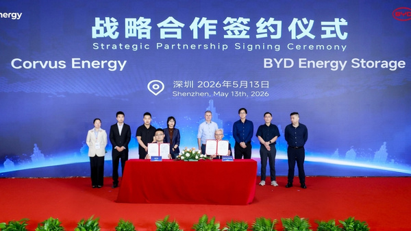 Corvus Energy and BYD Energy Storage strategic agreement signing.