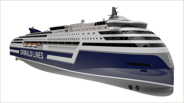 Grimaldi ro-ro passenger vessel render.
