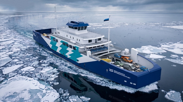 Fully electric passenger ferry render.